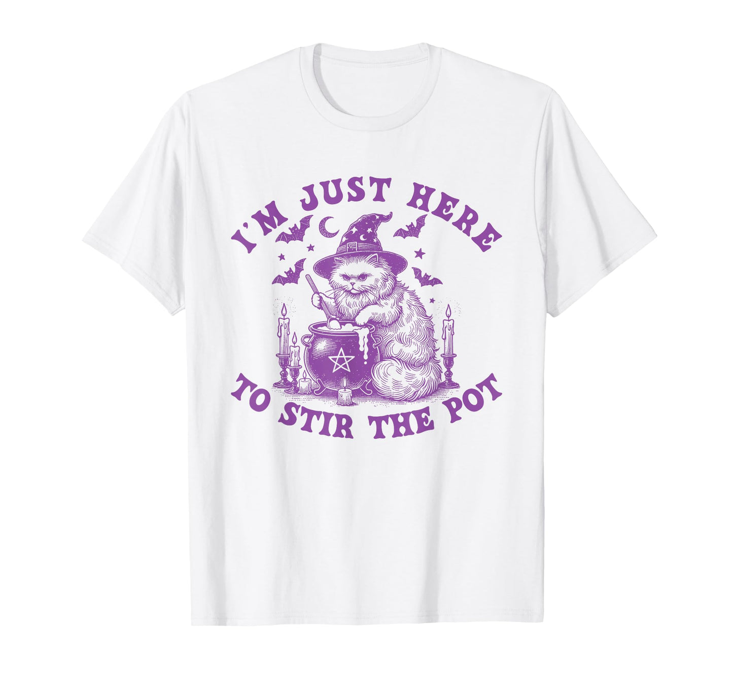 Funny Witch Cat Halloween Cauldron Stirring Spell Party T-Shirt