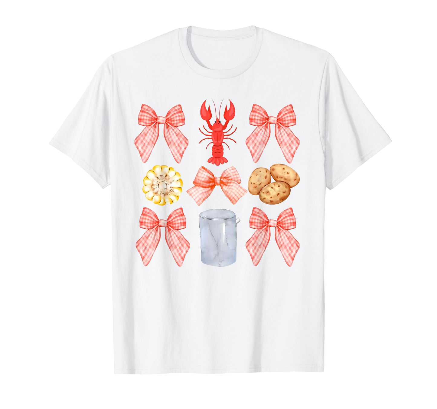 Pink Bow Cute Coquette Crawfish Boil Y2K Girl Aesthetic T-Shirt