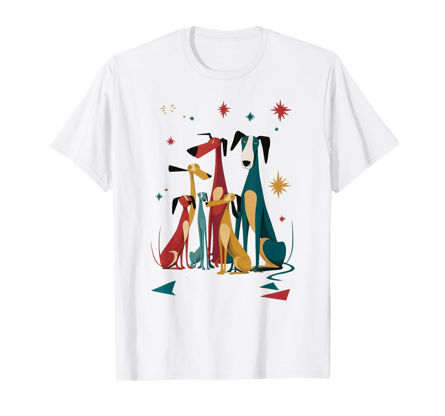 Vintage Retro Mid-Century Long Neck Dogs 50s 60s Style T-Shirt