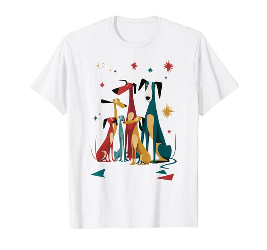 Vintage Retro Mid-Century Long Neck Dogs 50s 60s Style T-Shirt