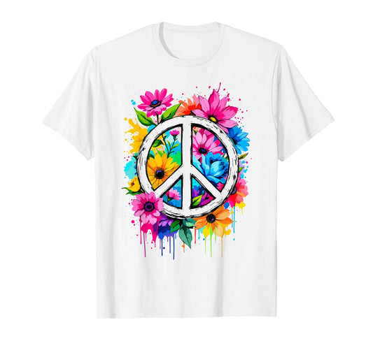 Love Peace Flower Power, Peace Sign, 70s 60s, Women Hippie T-Shirt