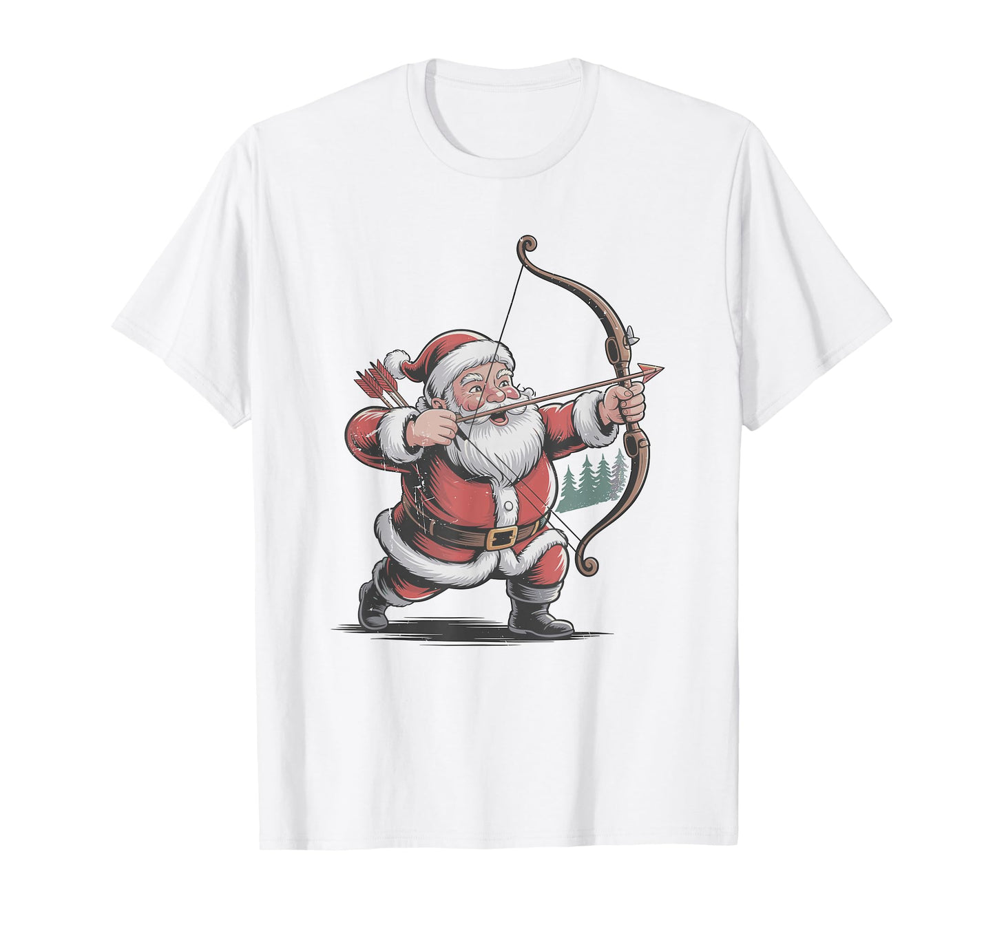Santa Playing Archery Retro Vintage Christmas Holiday Sports T-Shirt