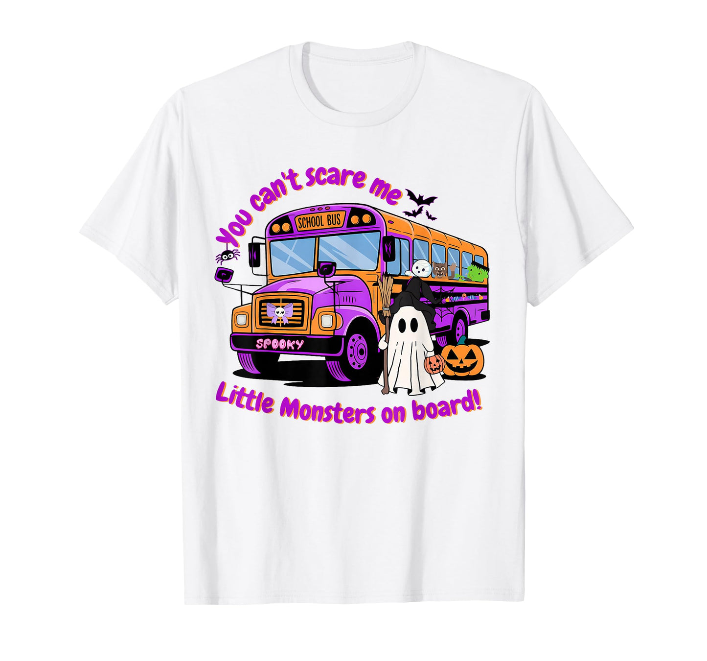 Halloween School Bus Witch Ghost Trick Or Treat Spooky Vibes T-Shirt