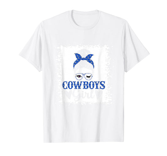 Messy Bun Cowboys Girl Sport Fan Men Women Girls Kids T-Shirt