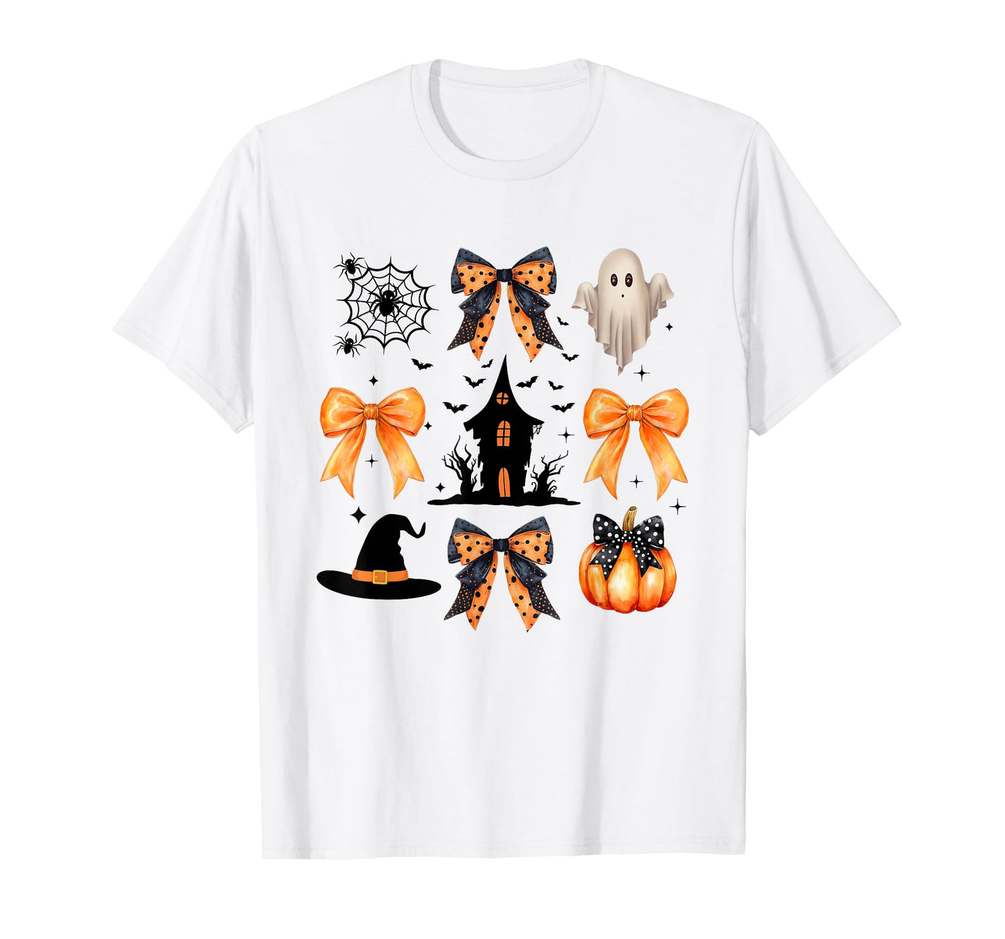 Halloween Coquette Bow Pumpkin Ghost Boo Funny Halloween T-Shirt