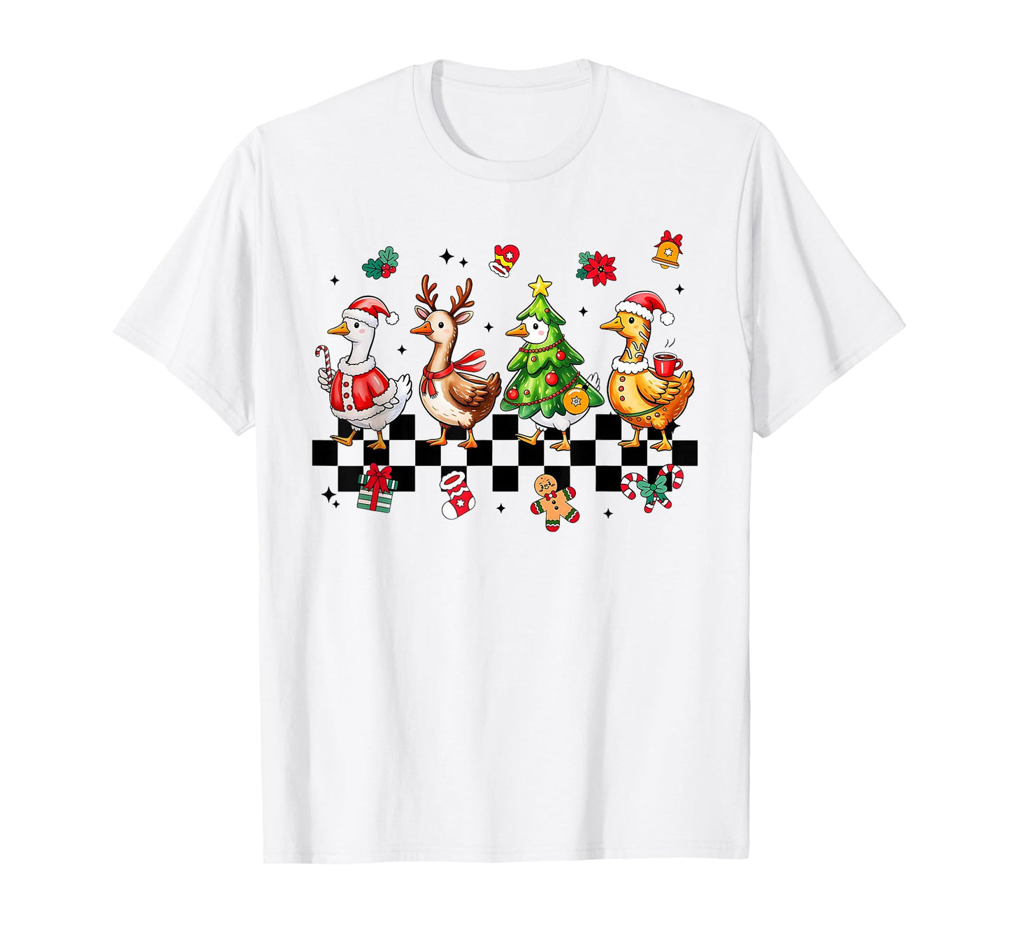 Xmas Santa Gingerbread Goose Merry Christmas Men Women Kids T-Shirt