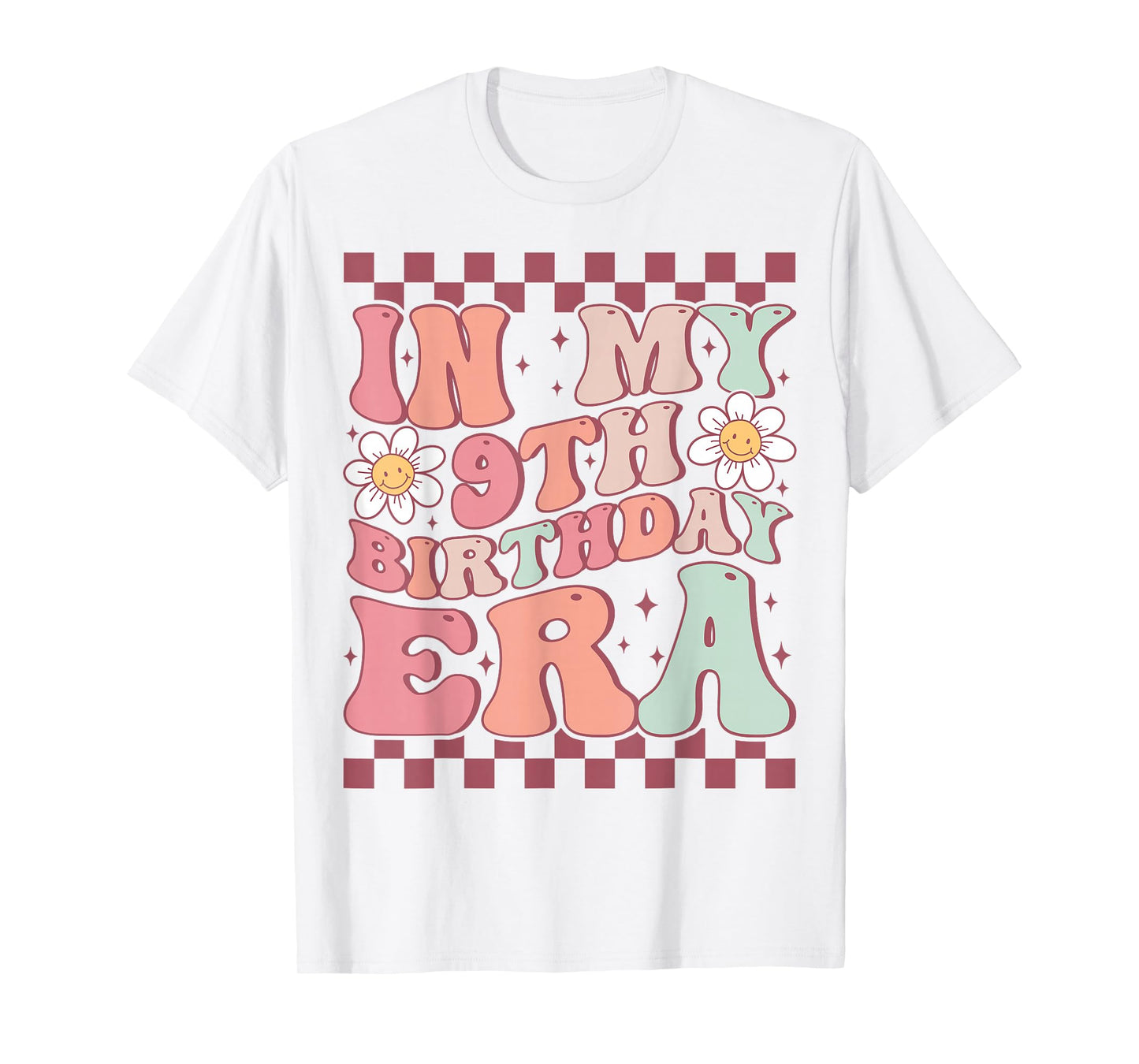 In My 9th Birthday Era Cute Daisy Groovy 9th Birthday Party T-Shirt