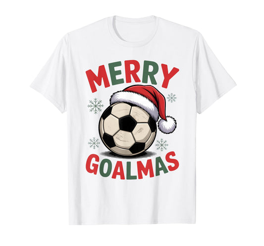 Merry Goalmas Christmas Funny Santa Soccer Ball Graphic T-Shirt