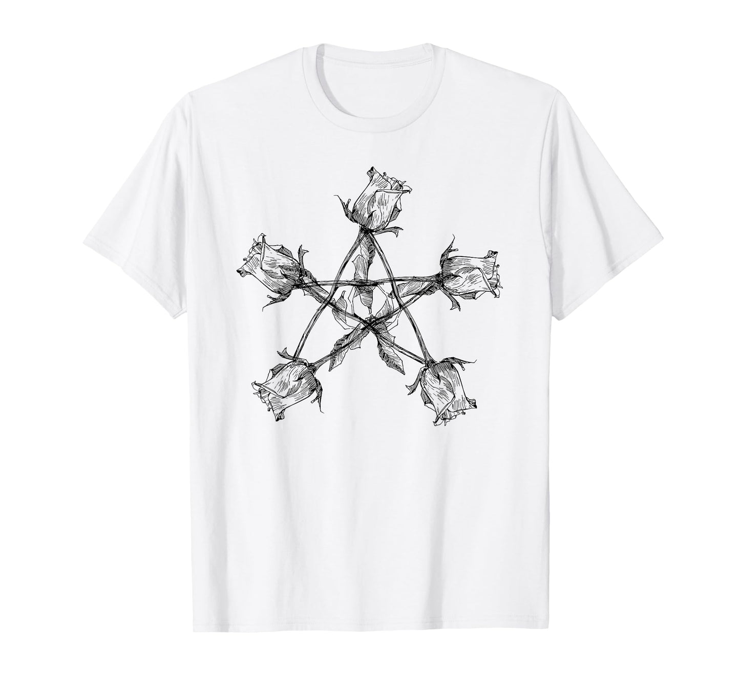 Pentagram 5 Elements Gothic Occult Wicca Roses Pentagram T-Shirt