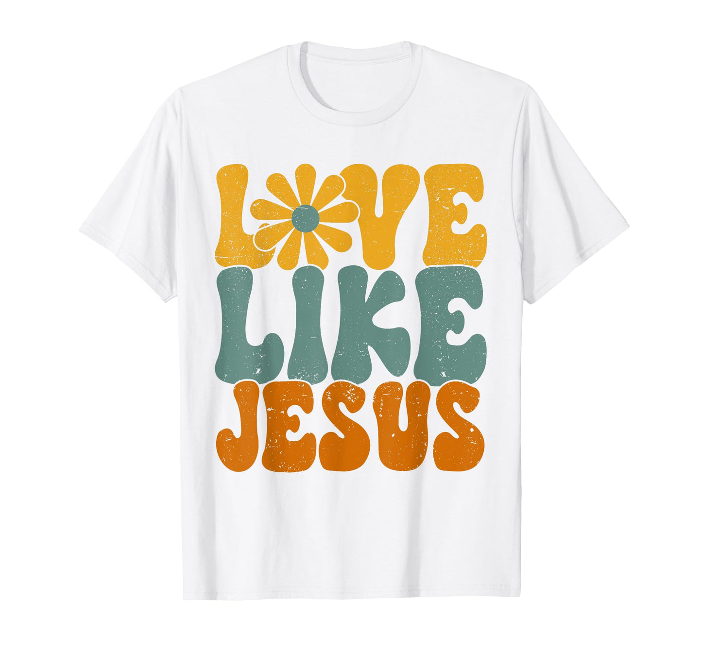 Christian Retro Love Like Jesus Religious Faith God 70s T-Shirt