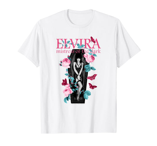 Elvira Mistress of the Dark Butterflies and Roses Retro T-Shirt