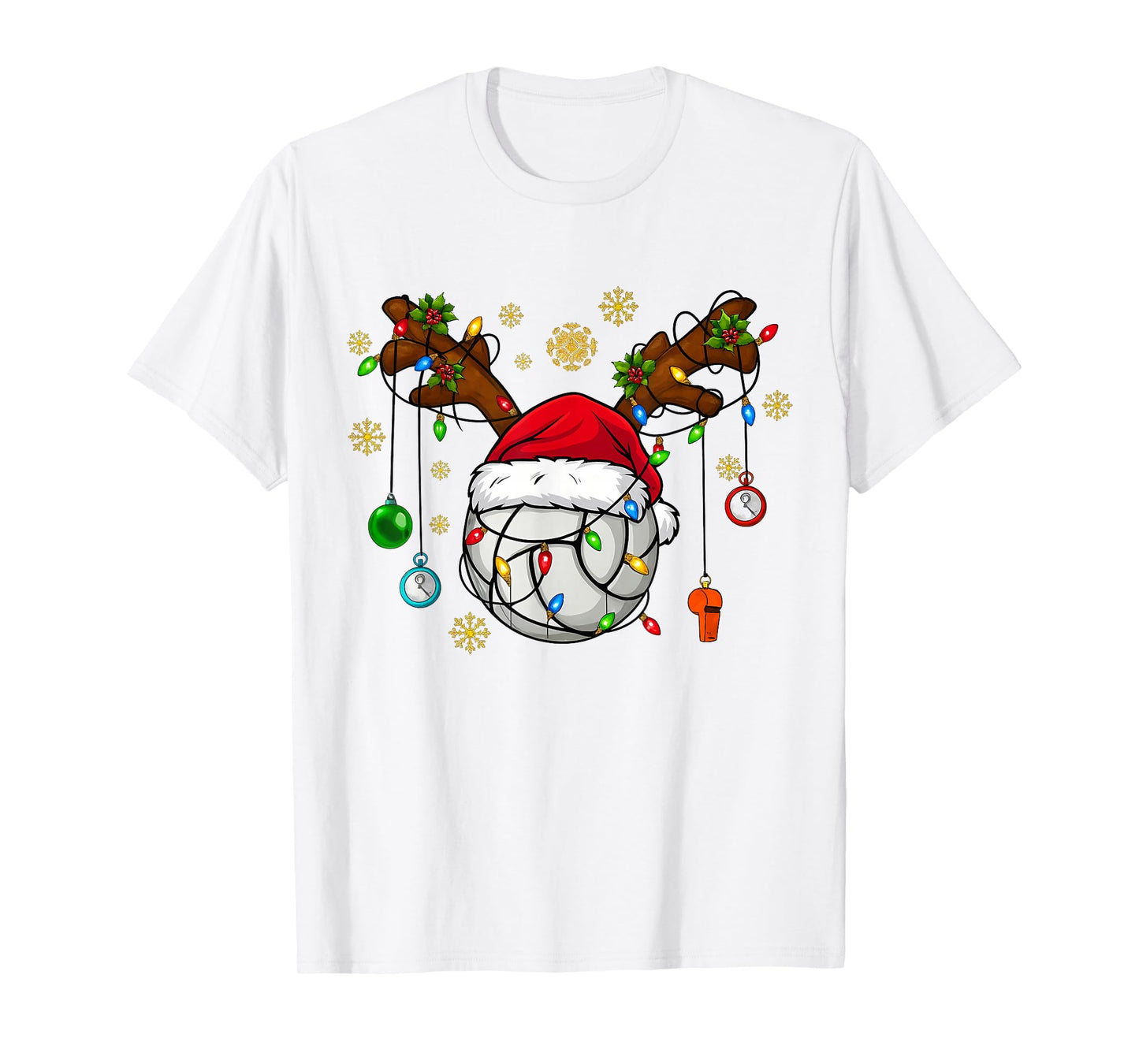 Christmas Volleyball Ball Santa Hat Funny Sport Xmas Girls T-Shirt