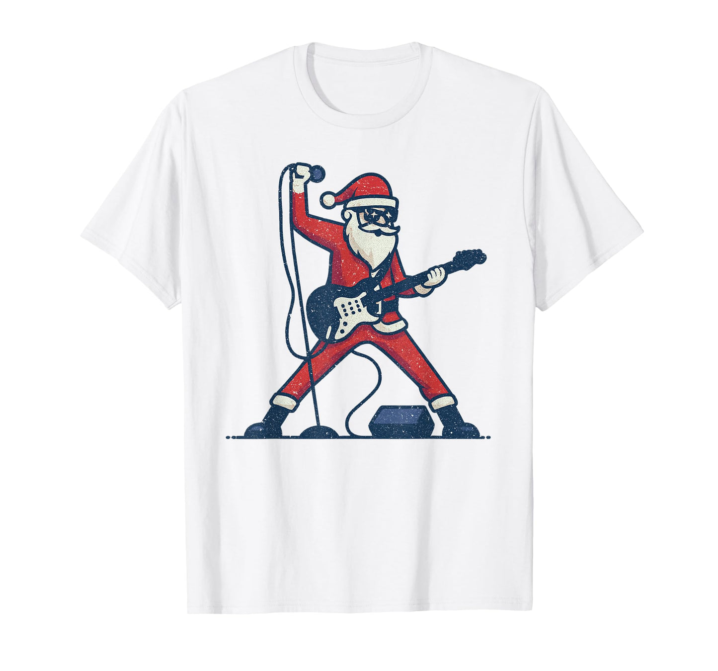 Santa Playing Rock Guitar Christmas Vintage Funny Xmas T-Shirt
