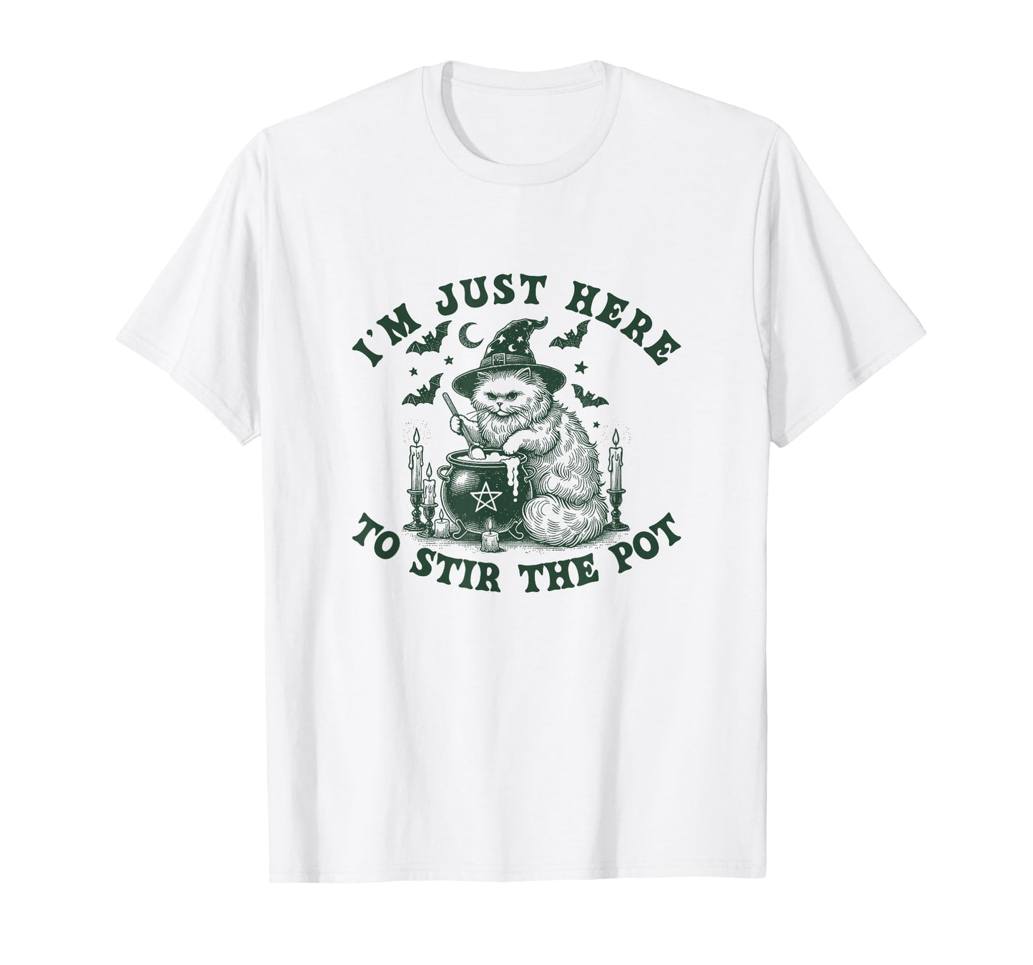 I’m Just Here to Stir The Pot Cat Witch Halloween T-Shirt