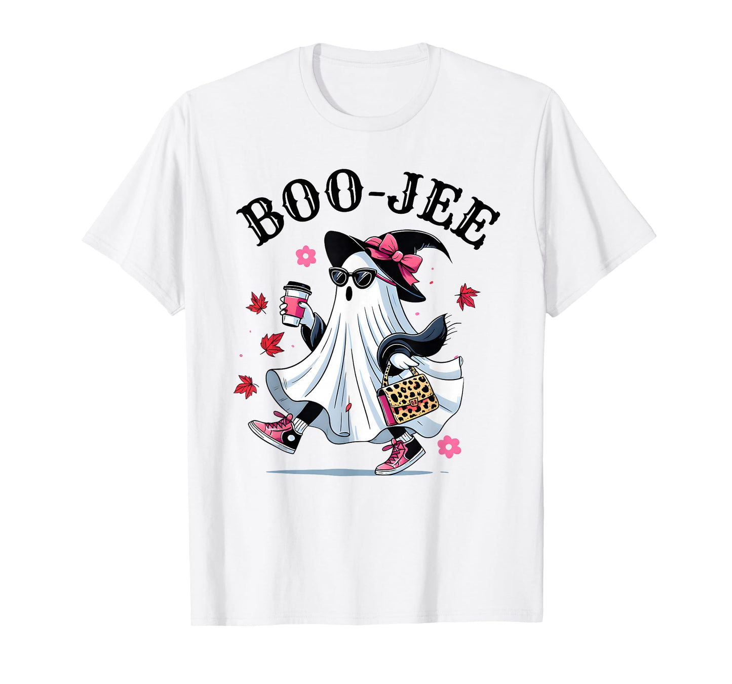 Coquette Leopard Ghost Coffee Boo-JEE Halloween Boujee Ghost T-Shirt