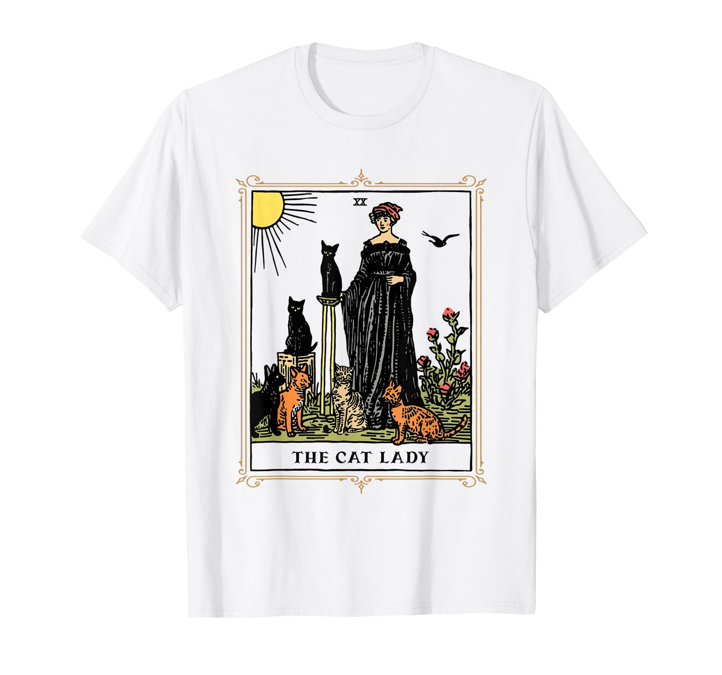 The Cat Lady Tarot Card, Vintage Gothic Cat Women Cat Mom T-Shirt