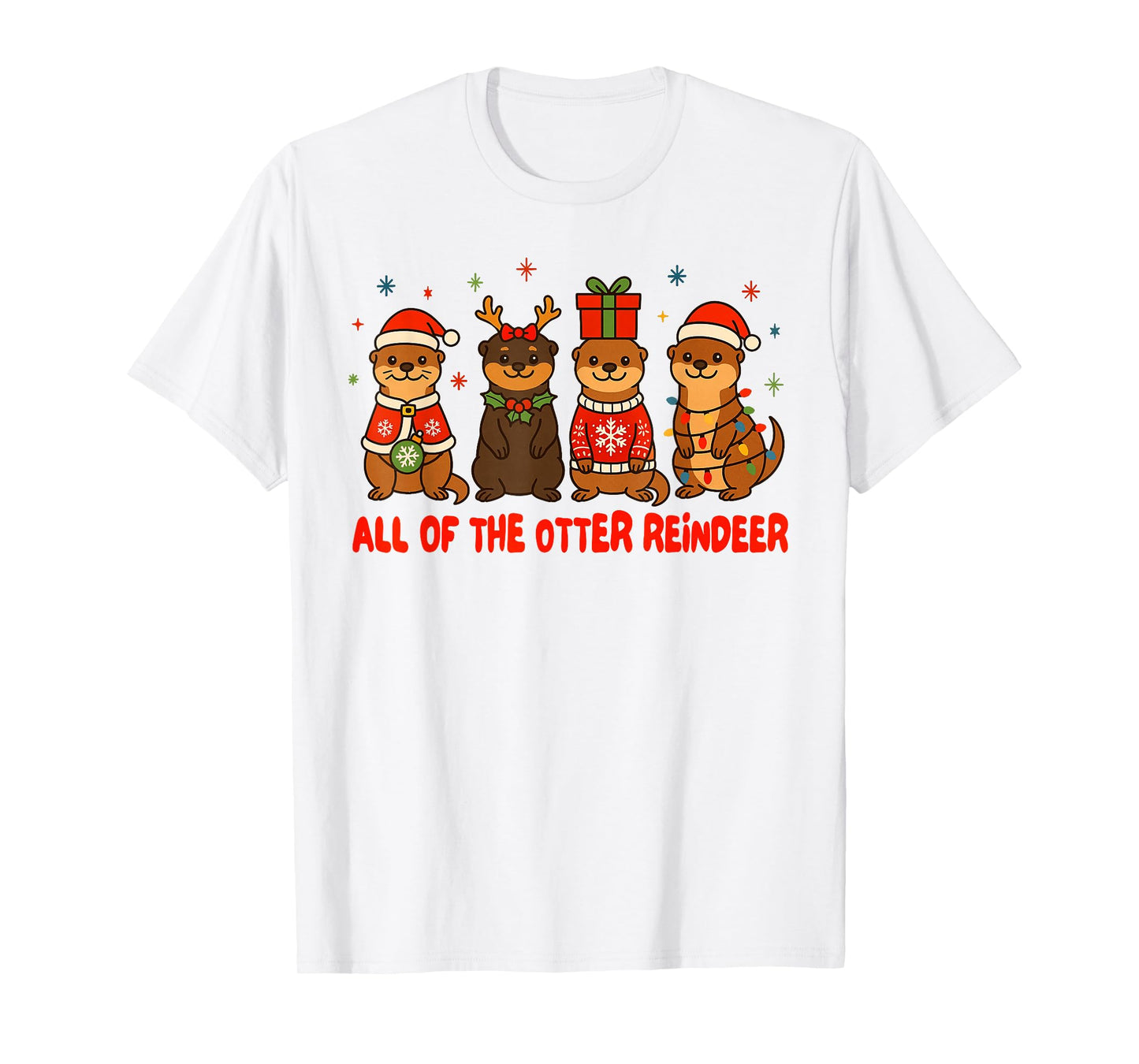 Christmas Xmas Vibes Otter Lover All of The Otter Reindeer T-Shirt