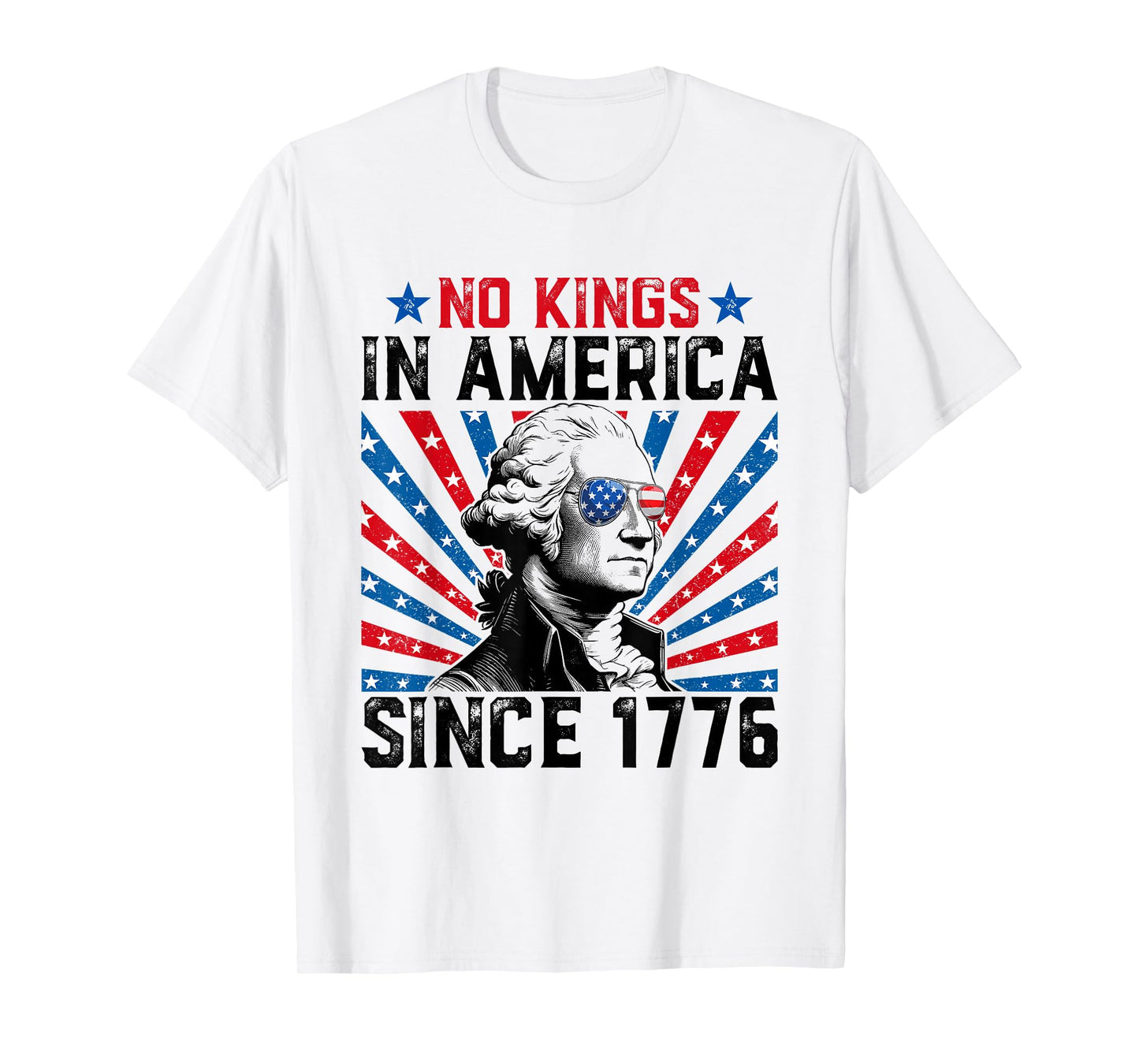 No Kings in America Since 1776 Distressed USA Flag Vintage T-Shirt