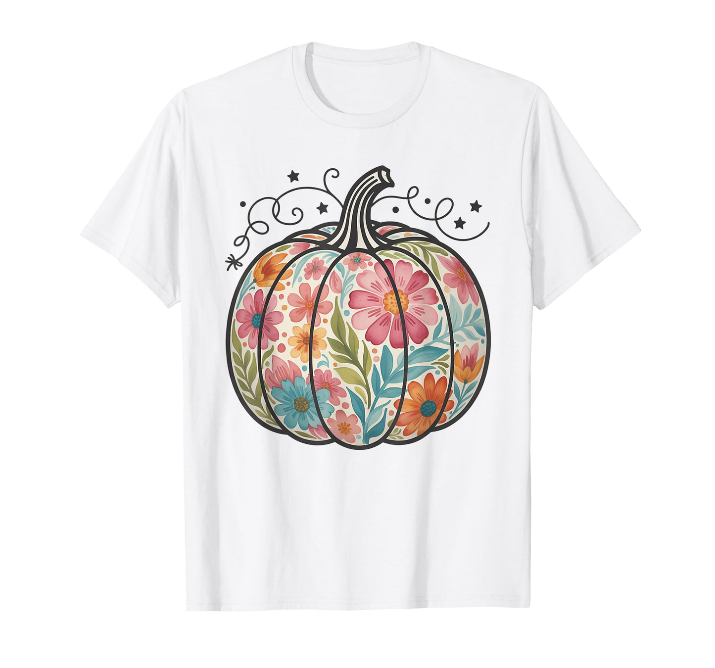 Floral Boho Pumpkin Preppy Fall Thanksgiving Cozy Season T-Shirt