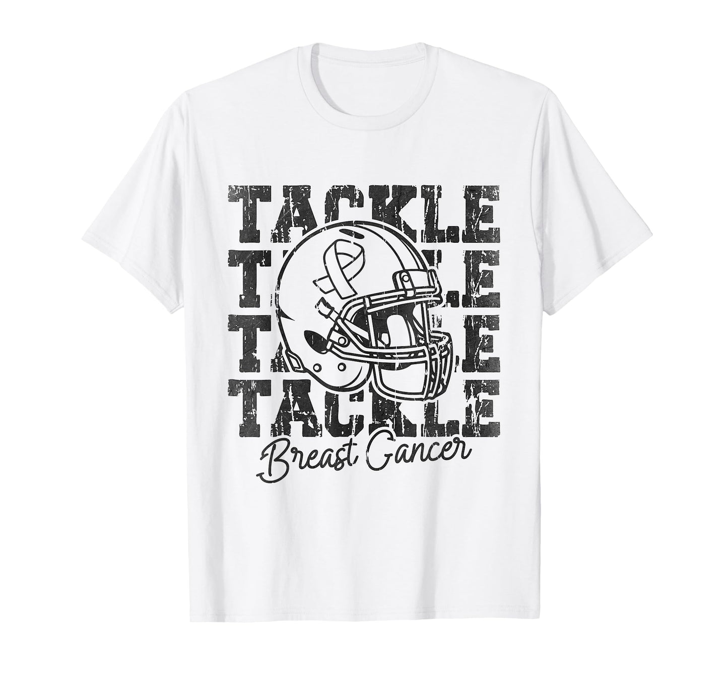 Tackle Football Pink Ribbon Breast Cancer Awareness Women T-Shirt
