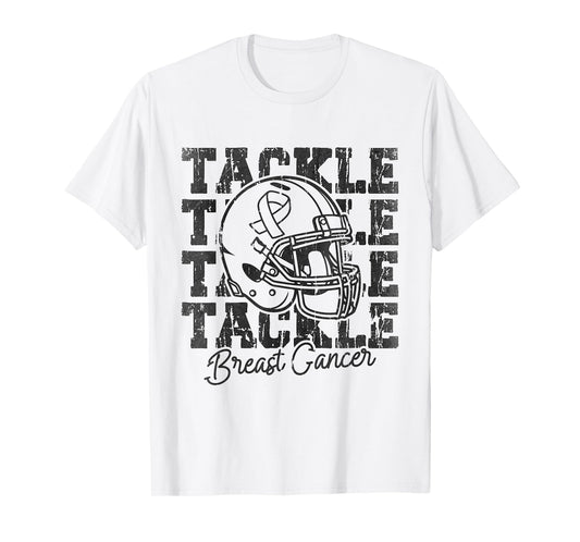 Tackle Football Pink Ribbon Breast Cancer Awareness Women T-Shirt