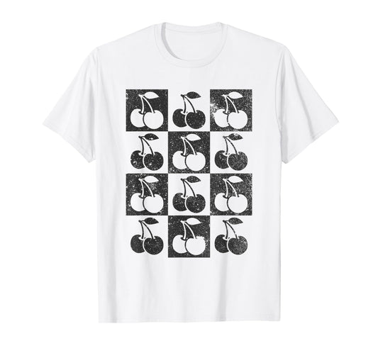 Retro Checkerboard Checkered Cherries Cherry Lover T-Shirt