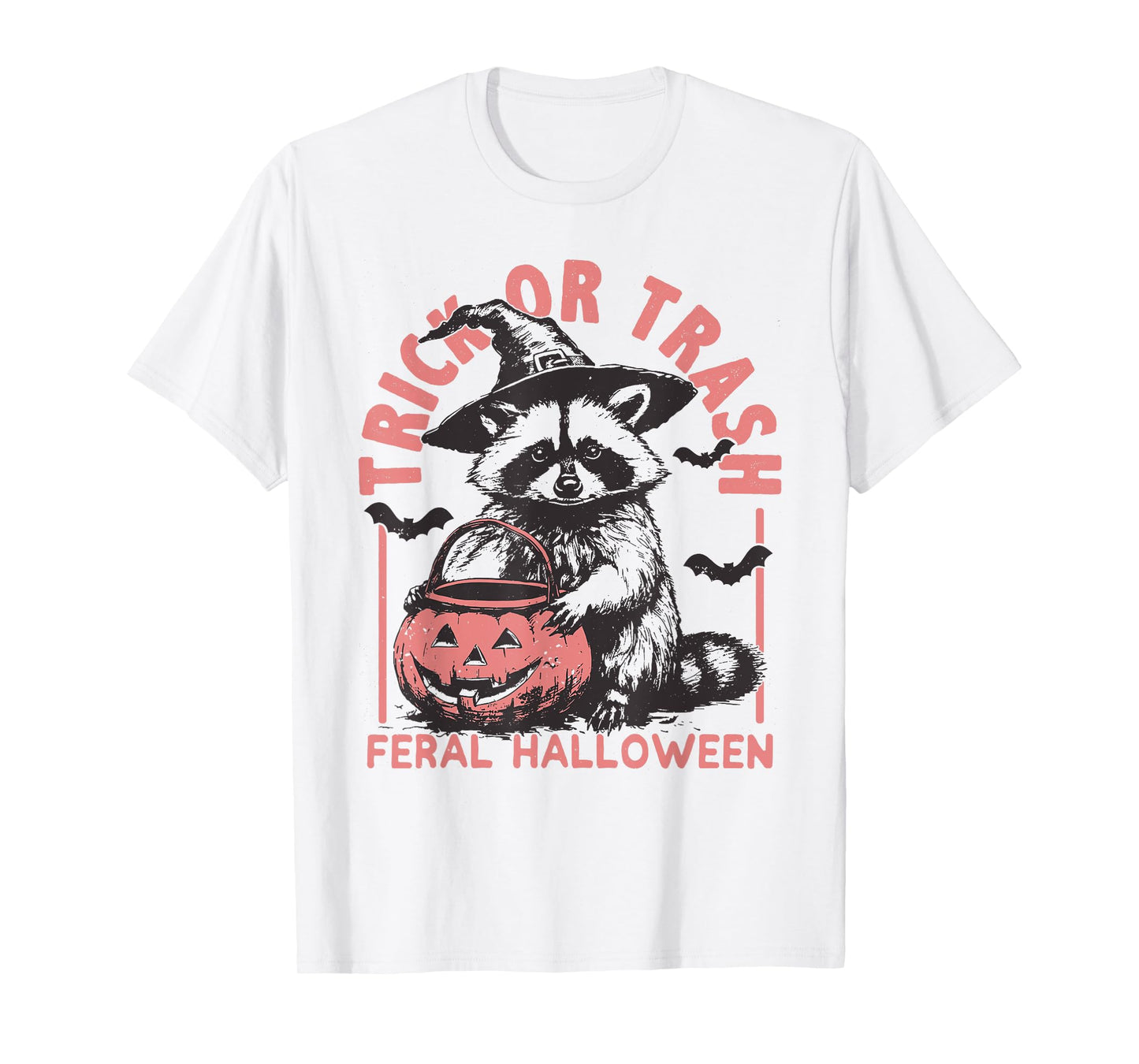 Trick or Trash Funny Raccoon Halloween Vintage Ghost Costume T-Shirt