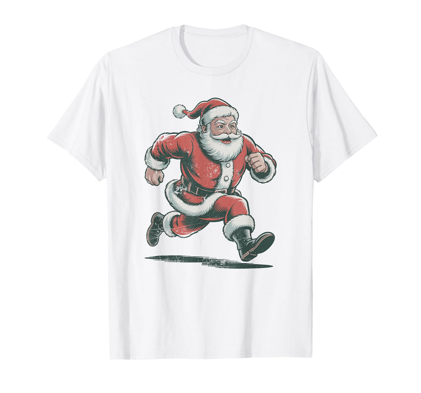 Santa Running Retro Vintage 90s Christmas Holiday Sports T-Shirt