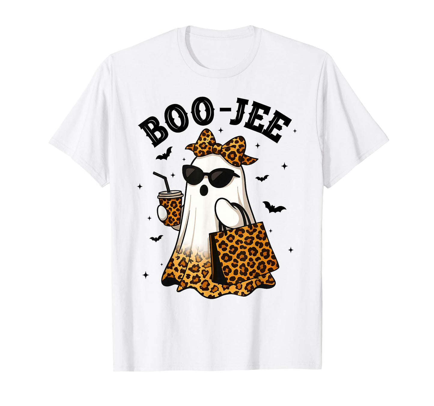 Coquette Leopard Boo-JEE Ghost Halloween Ghost Women Girls T-Shirt