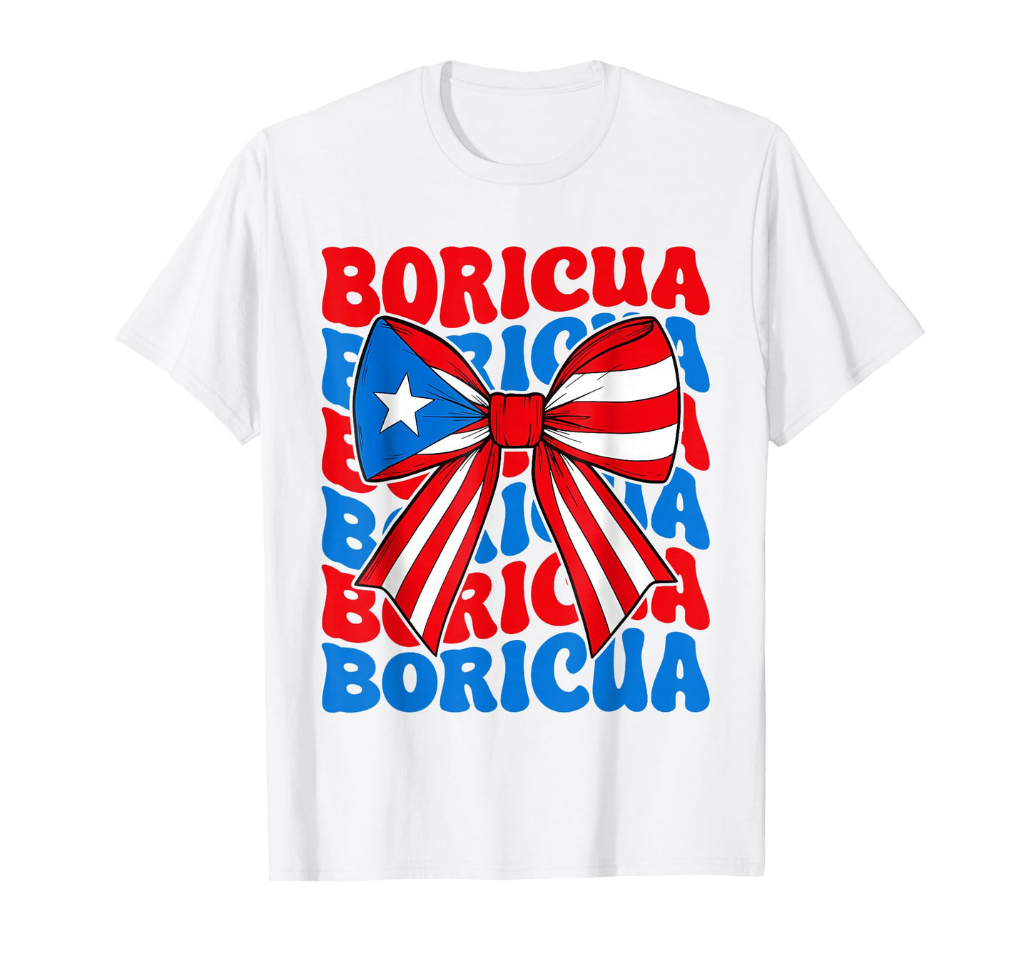 Boricua Women Girl Boricua Coquette Bow Puerto Rico Flag T-Shirt