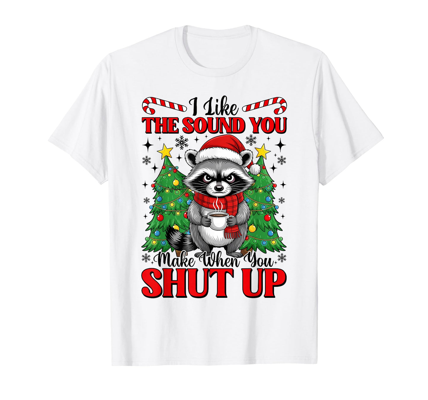 I Like The Sound You Make When You Shut Up Raccoon Christmas T-Shirt