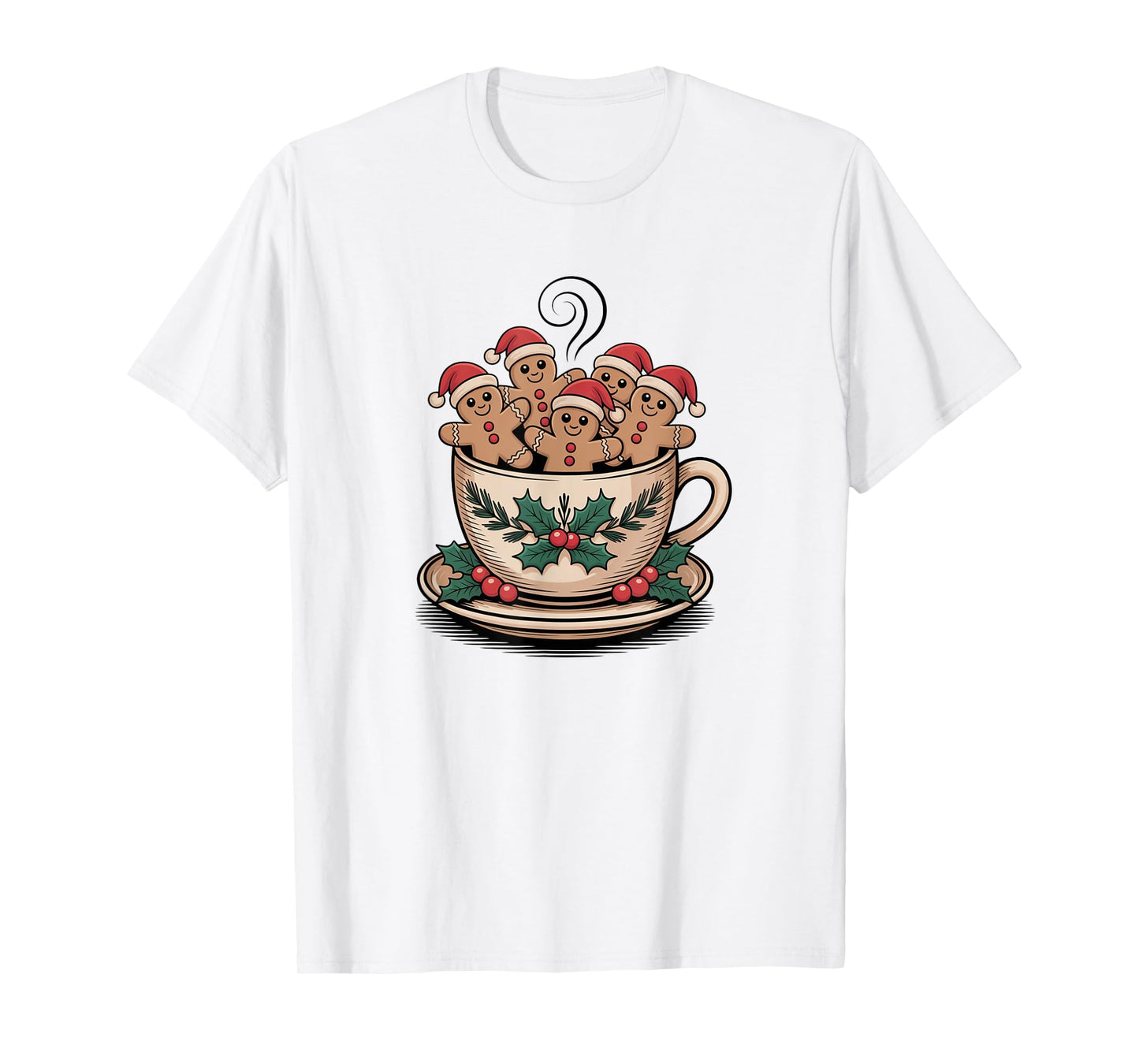 Gingerbread Men Santa Hats Christmas Coffee Cup with Holy T-Shirt