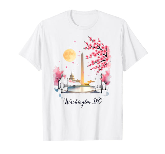 Retro Vintage Washington DC Pride Souvenir Cherry Blossom T-Shirt