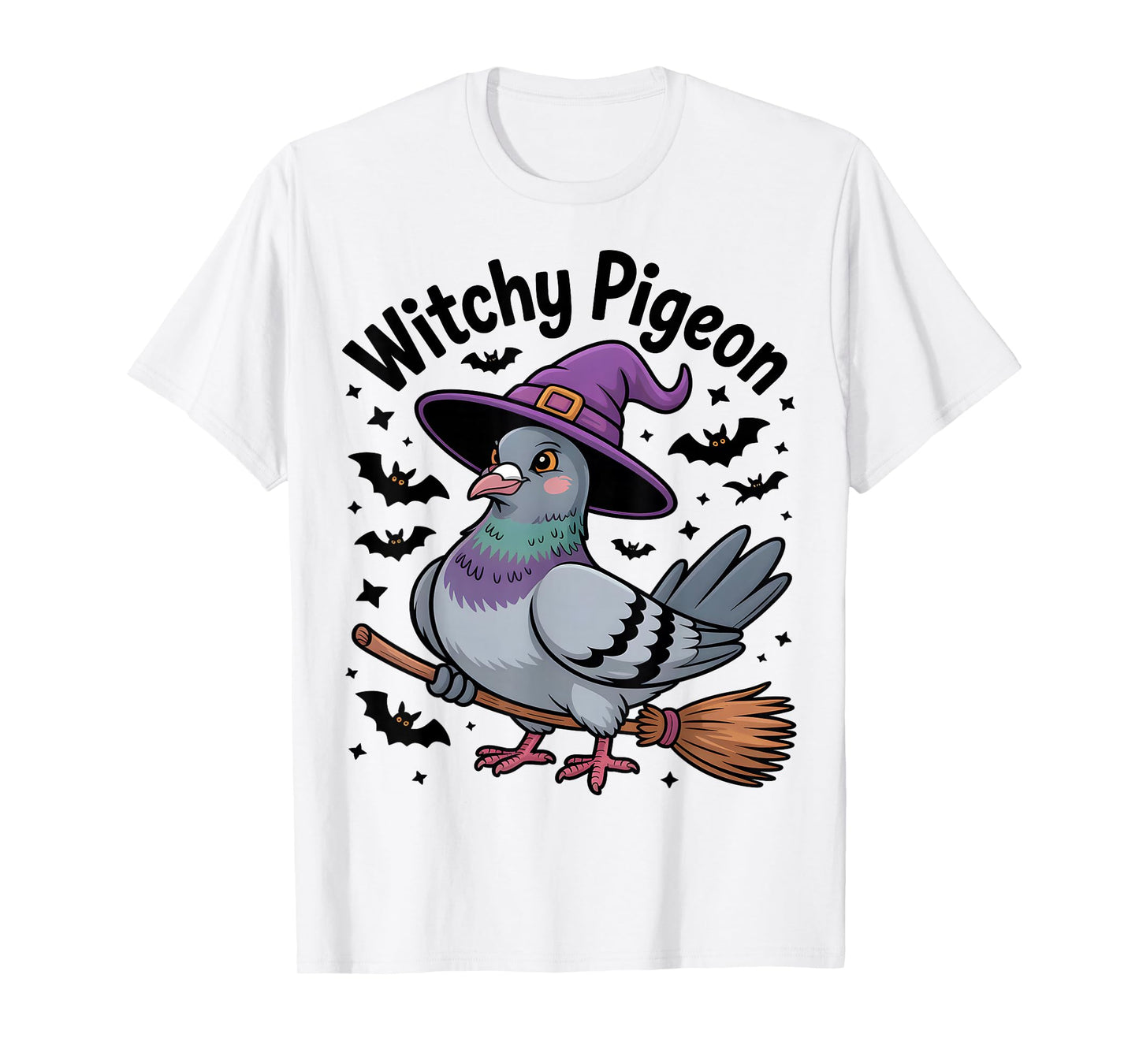 Witchy Pigeon Funny Halloween Bird Lover T-Shirt
