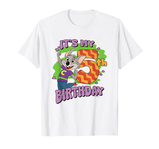 Chuck E. Cheese It's My 5th Birthday Happy Chuck Chest Logo T-Shirt