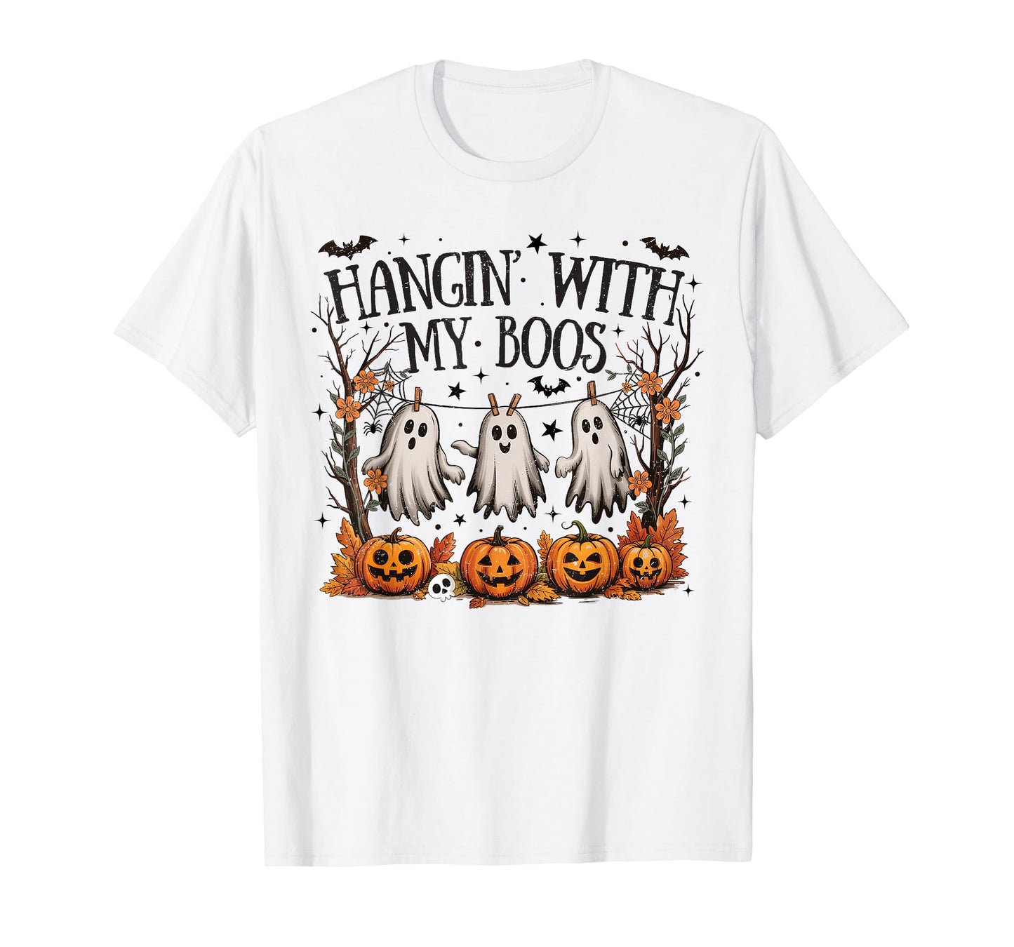 Retro Hanging With My Boos Spooky Halloween Ghost Women Kids T-Shirt