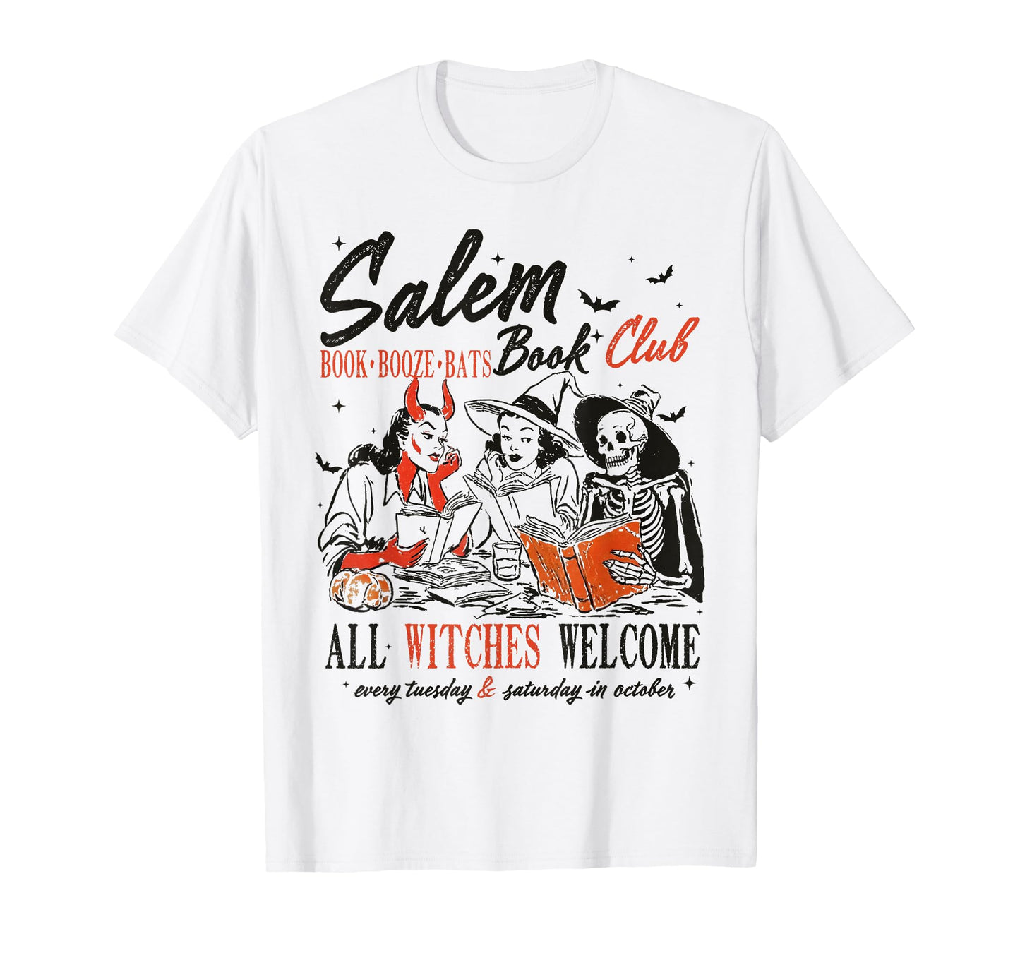 Salem Witch Book Club All Witches Welcome Spooky Halloween T-Shirt