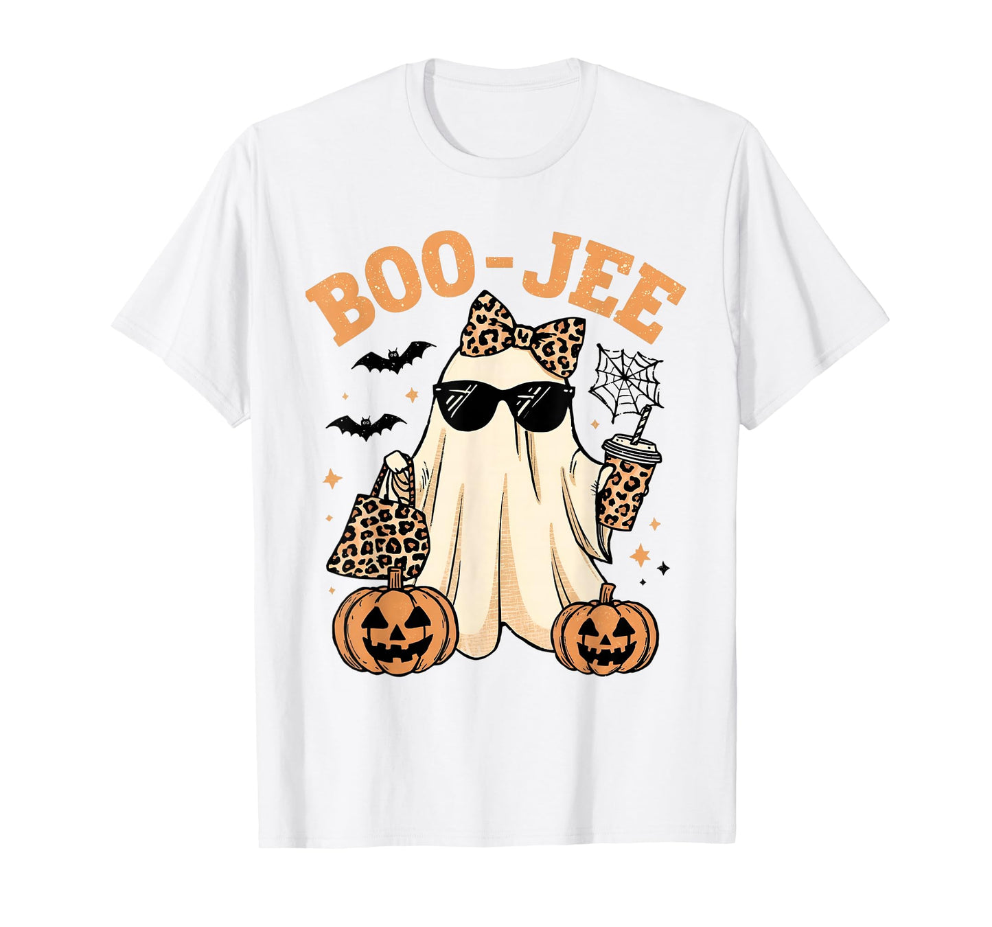 Coquette Leopard Ghost Coffee Boo-JEE Halloween Boujee Ghost T-Shirt