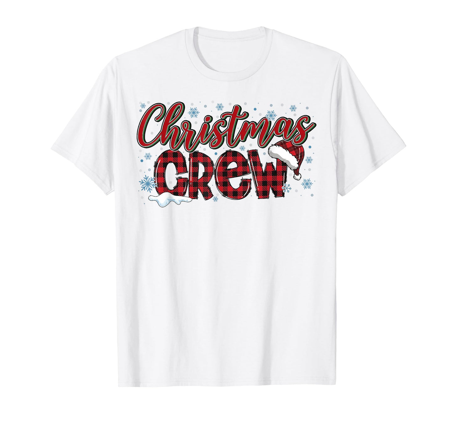 Christmas Crew Red Plaid Matching Family Group Squad Xmas T-Shirt