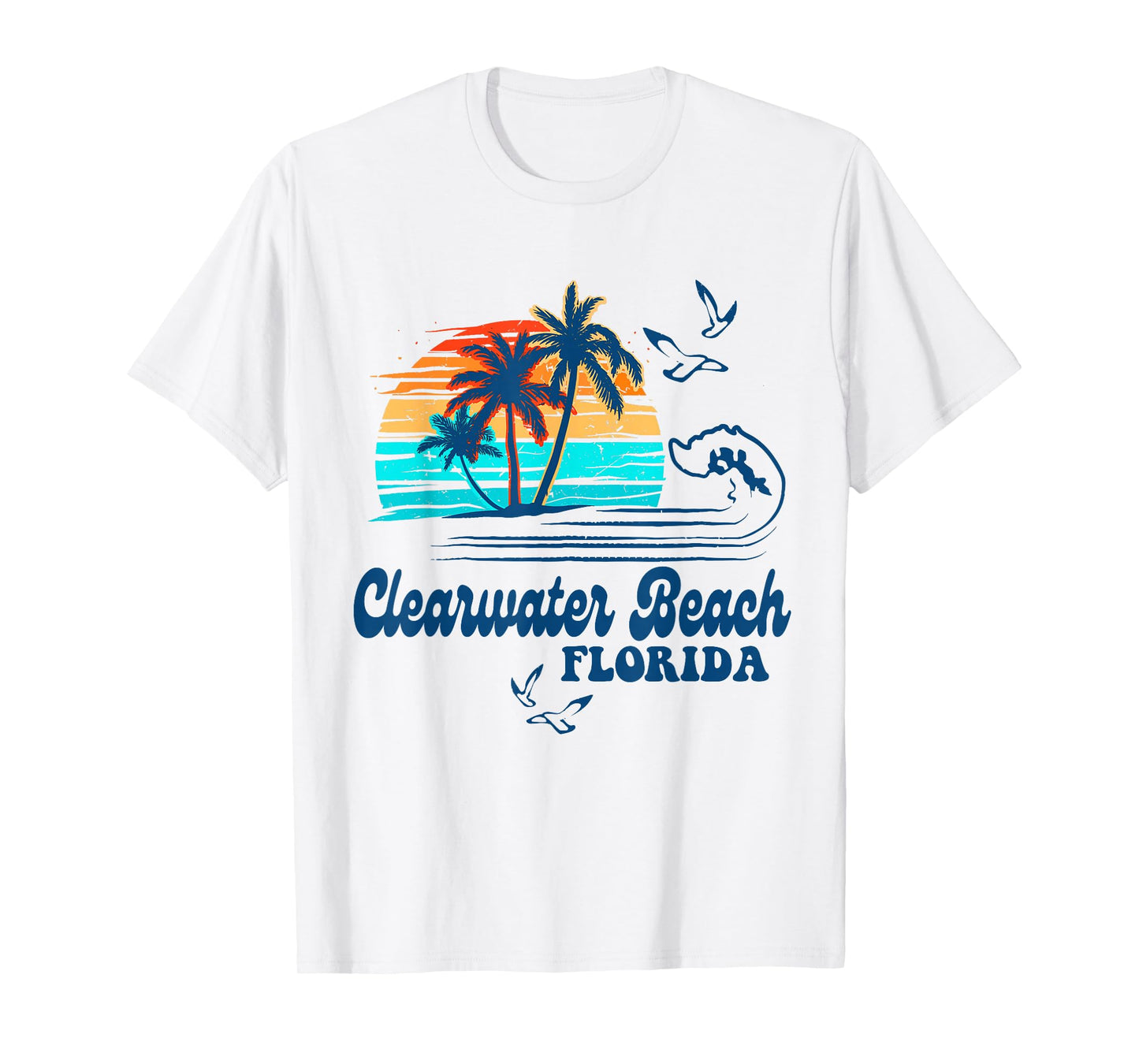 Clearwater Beach Florida 2025 Sunset Vintage 70's Retro T-Shirt