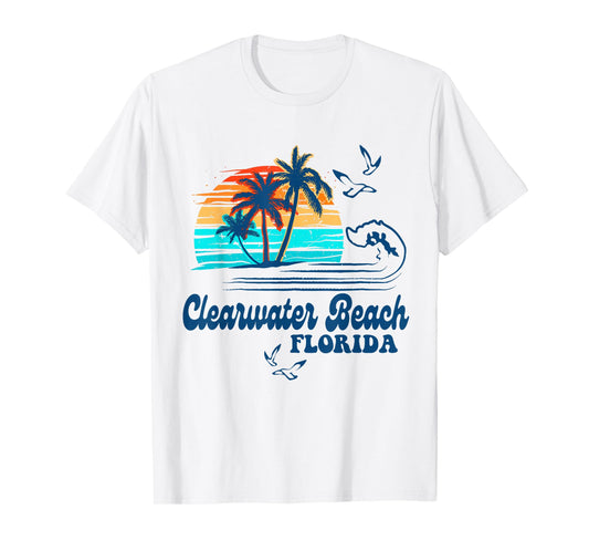 Clearwater Beach Florida 2025 Sunset Vintage 70's Retro T-Shirt