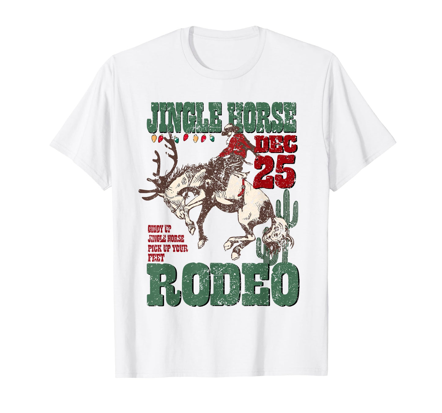 Giddy Up Jingle Horse Santa Cowboy Western Christmas Rodeo T-Shirt