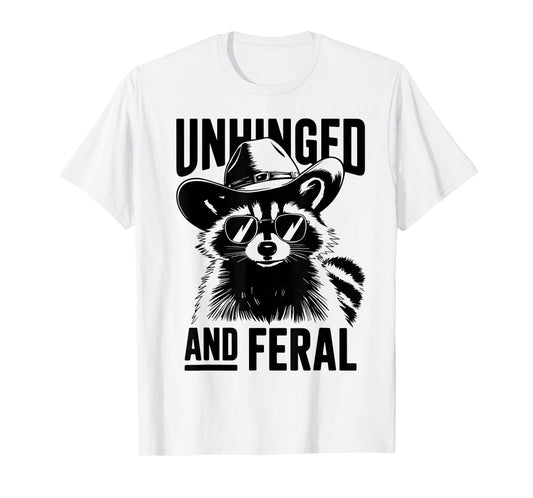 Raccoon Unhinged And Feral Funny Raccoon Cowboy T-Shirt
