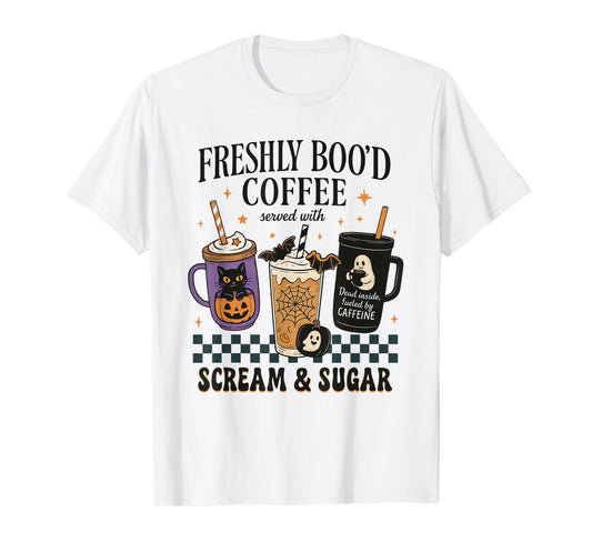 Drinking Coffee Late Lover Cozy Halloween Graphic Barista T-Shirt