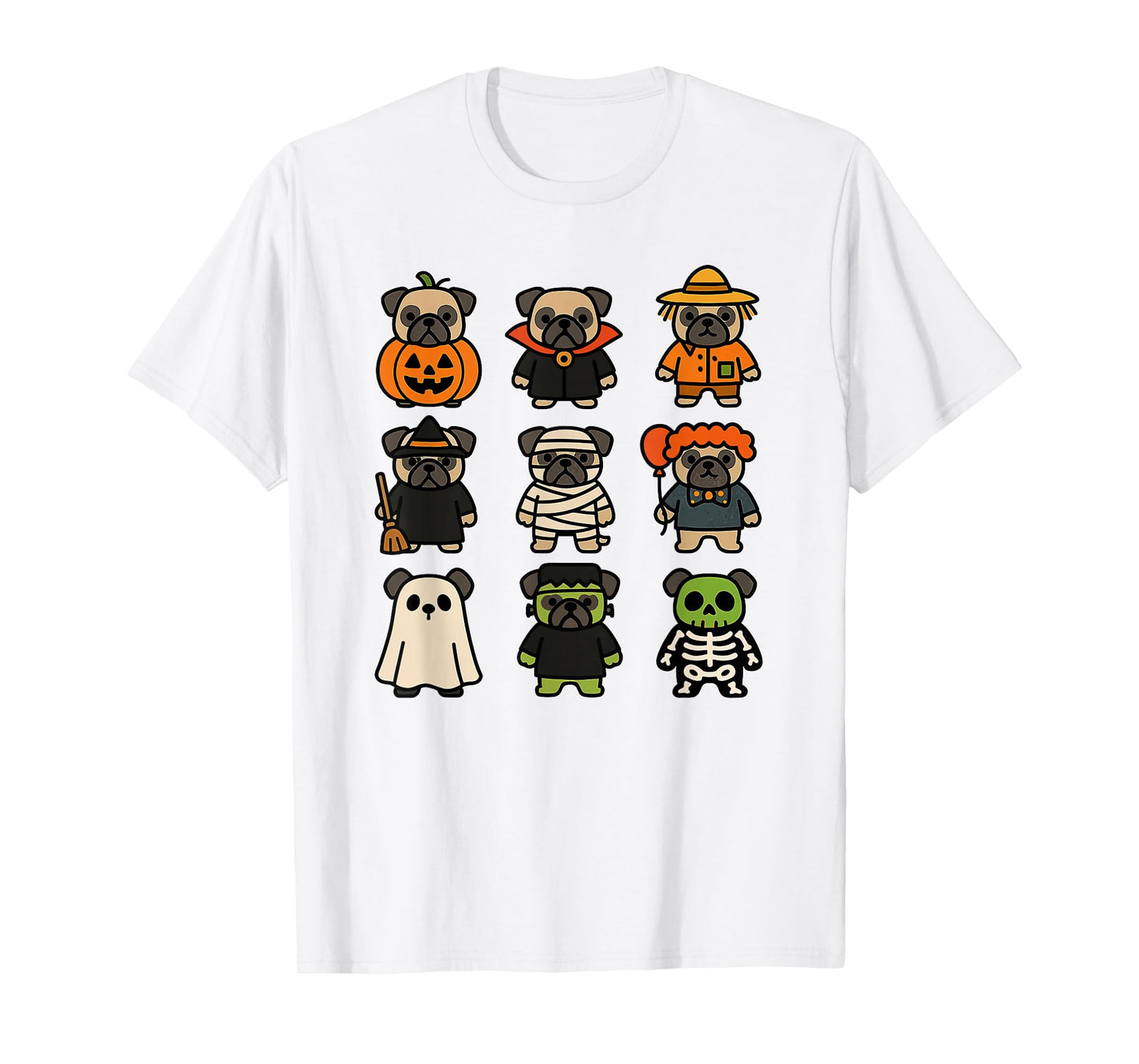 Pug Halloween Costume Funny Scary Dog Ghost Witch T-Shirt