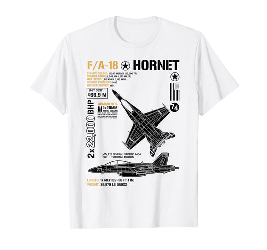 FA-18 Hornet Anatomy F-18 Fighter Jet Military Airplanes T-Shirt