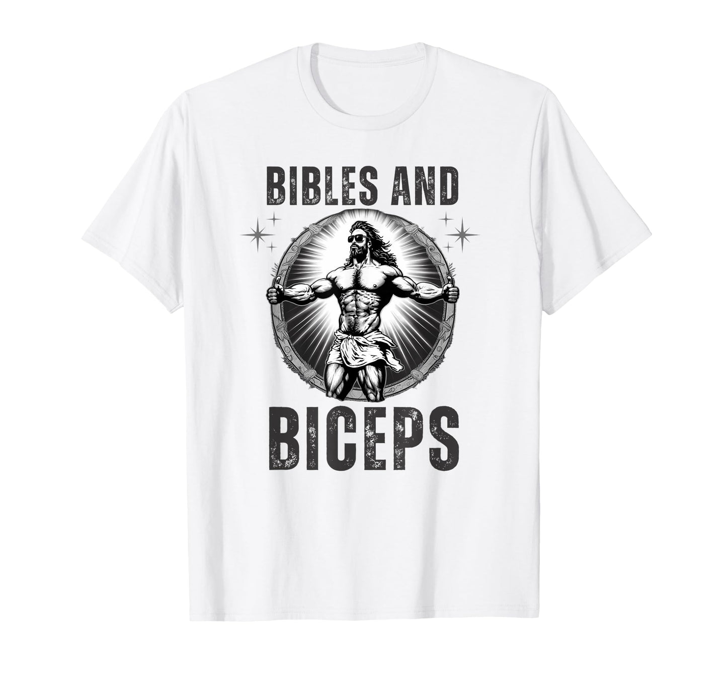 Bodybuilding Jesus Fitness Bibles And Biceps Funny Gym T-Shirt