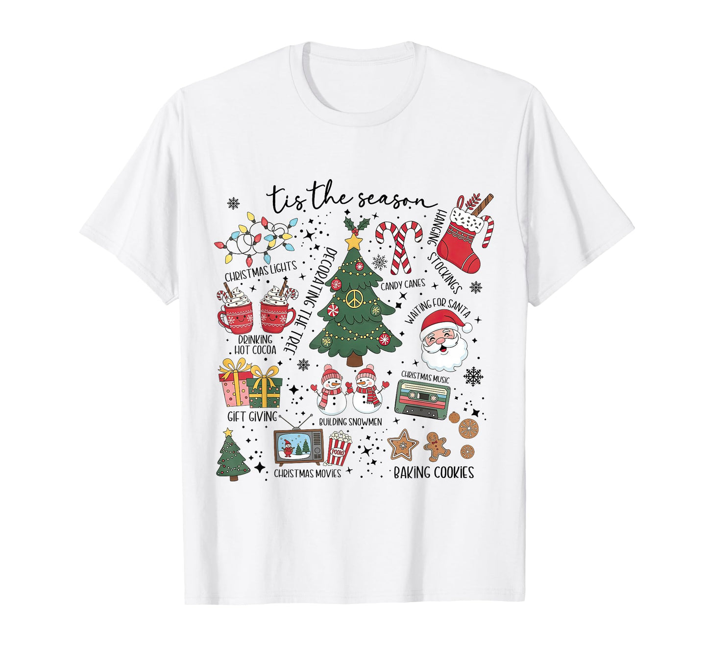 Tis The Season Christmas Tree Santa Claus Baking Cookies T-Shirt