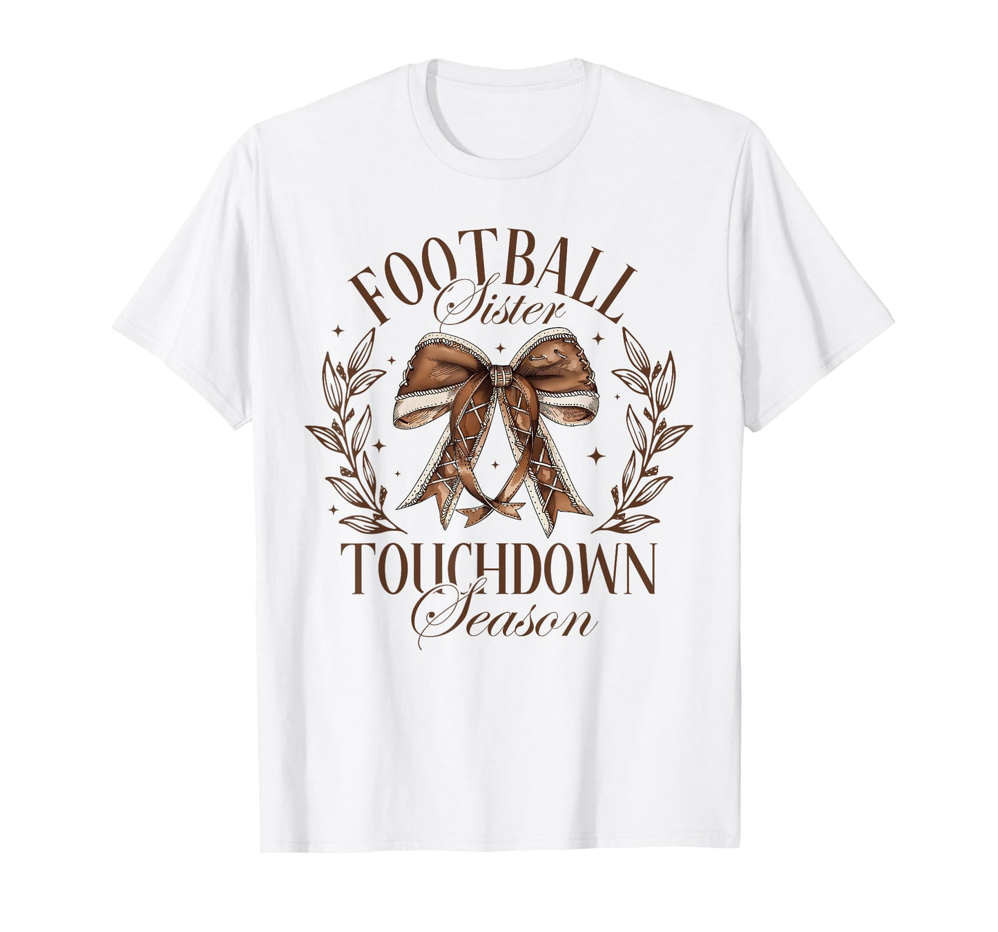 Football Sister Fall Coquette Bow Touchdown Season Game Day T-Shirt
