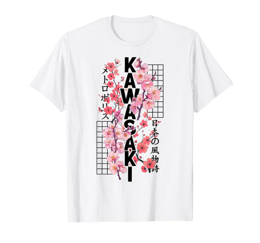 Kawasaki City 80s Retro Cherry Blossom Japan Kawasaki T-Shirt
